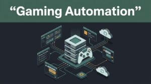 Game controller and servers connected to workflow dashboards and cloud app nodes.