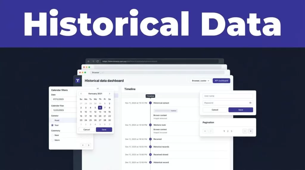 Dashboard showing historical records, filters, and connected data paths.