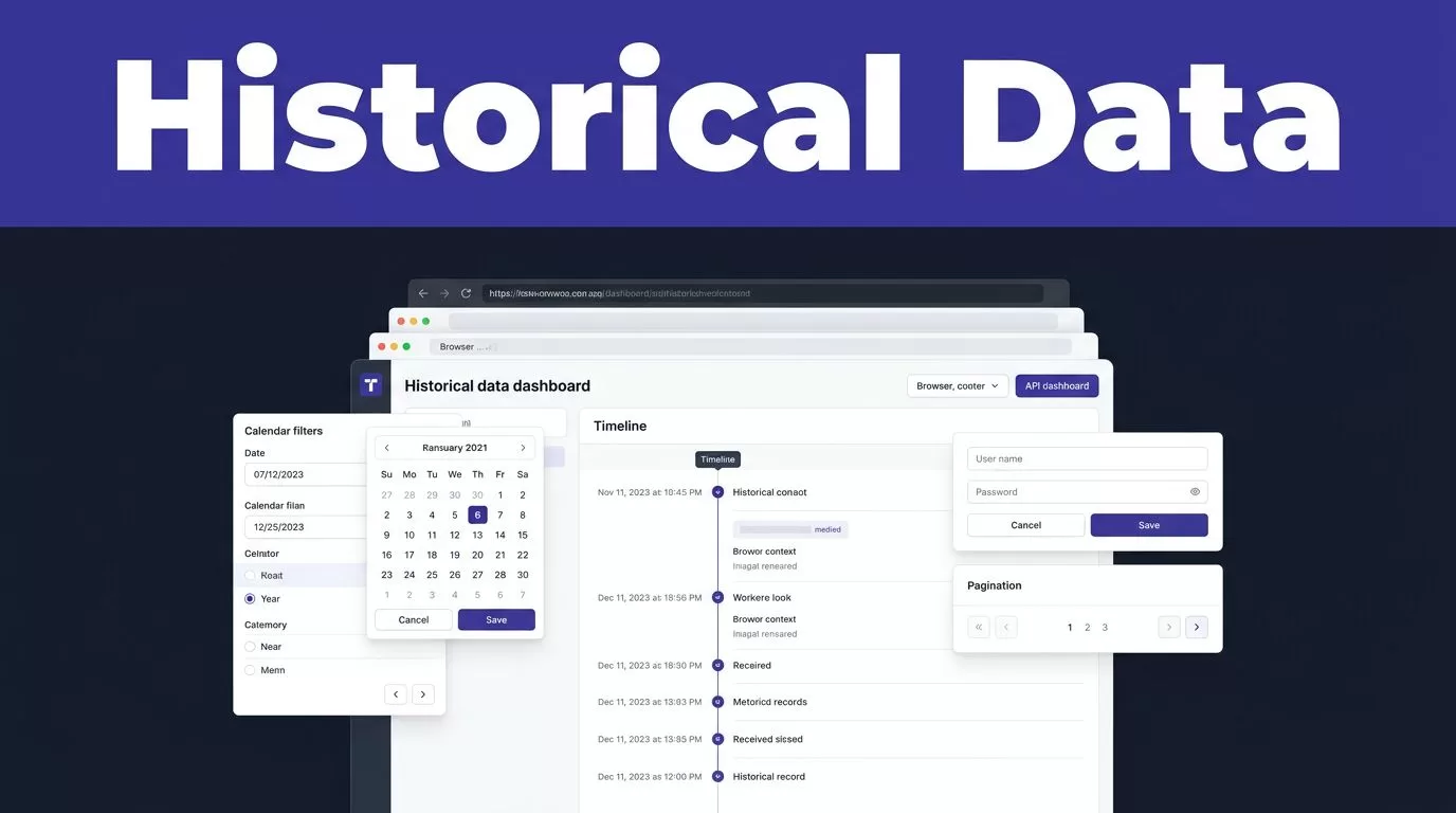 Dashboard showing historical records, filters, and connected data paths.