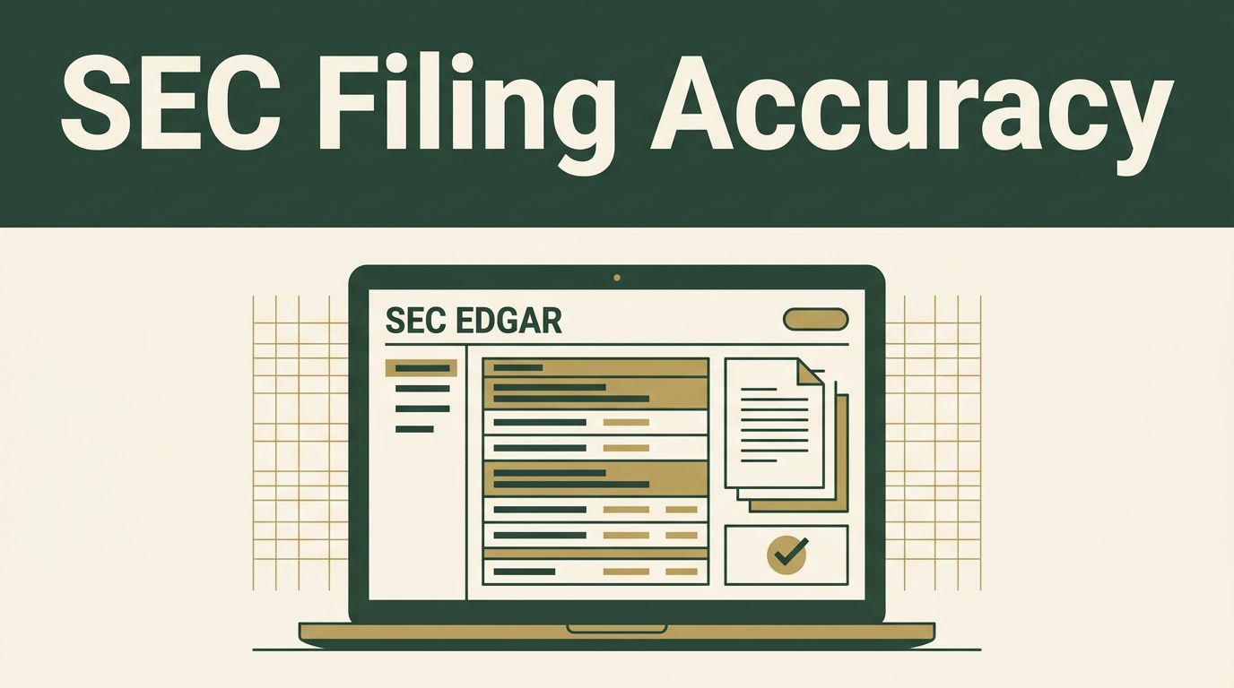 Laptop showing verified SEC filing data and document pages