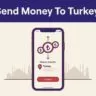 Smartphone displaying a Turkish lira transfer confirmation beside an Istanbul skyline.