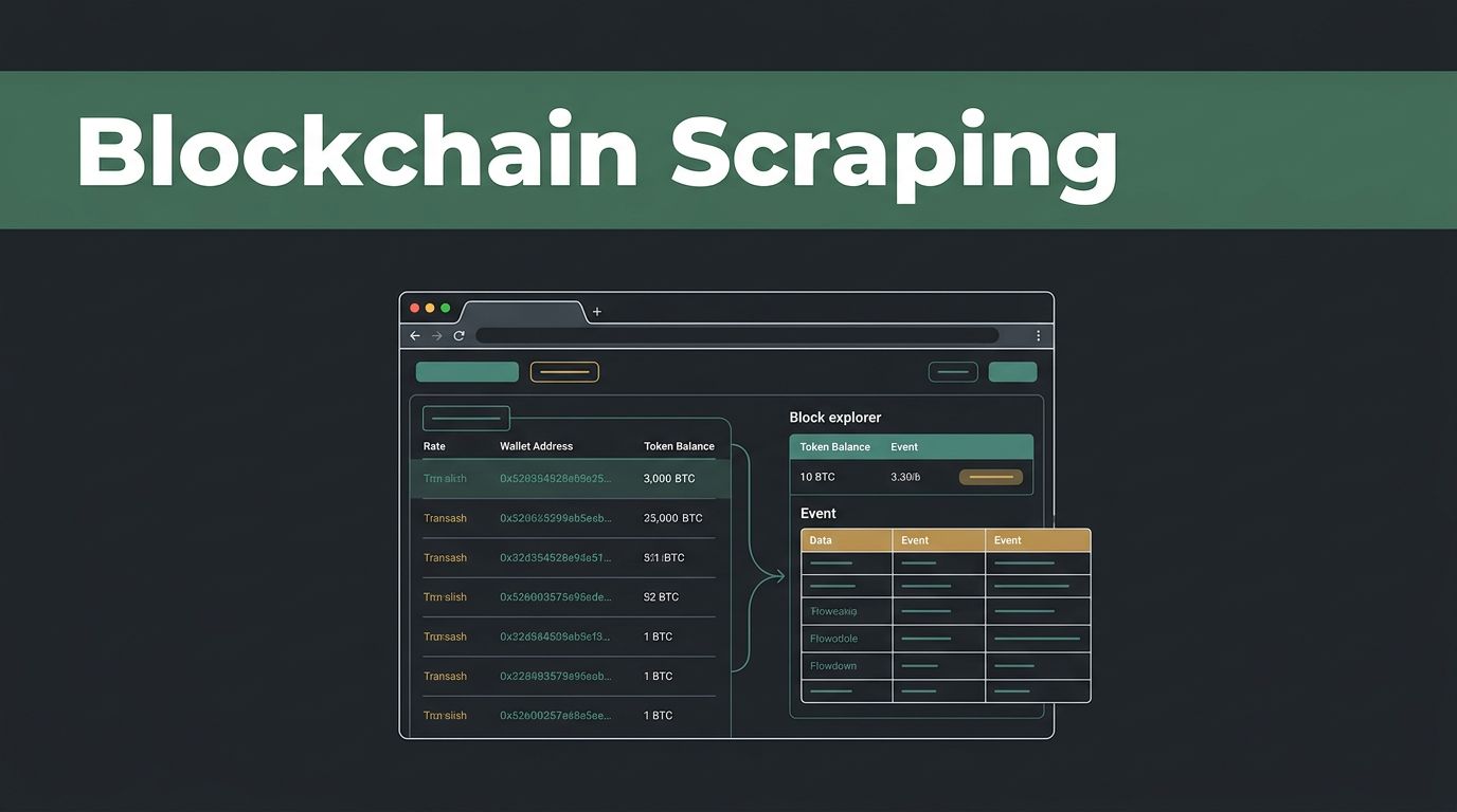 Browser dashboard showing blockchain transactions, wallet addresses, balances, and event data.