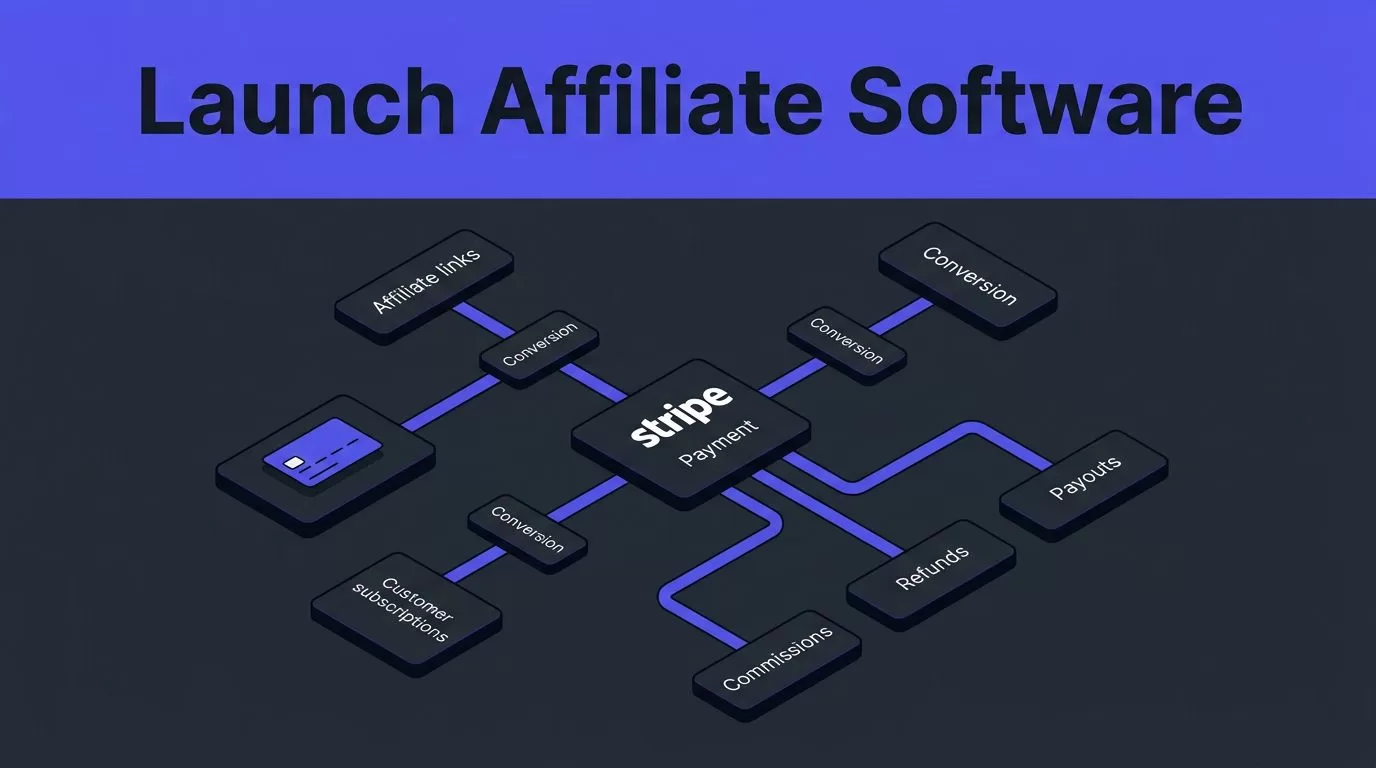 Indigo payment connections link affiliates, subscriptions, commissions, refunds, and payouts on a dark dashboard.