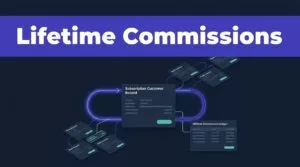 A SaaS dashboard showing recurring invoices linked to an affiliate commission ledger.