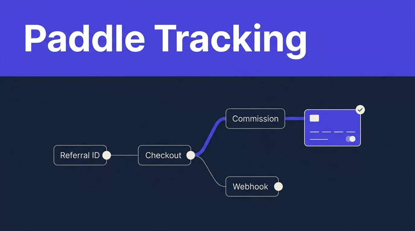 Dark payment flow links referrals to a completed checkout.