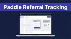 Laptop dashboard showing referral links, checkout activity, and verified revenue data.