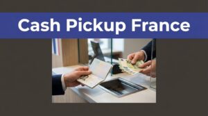 A person shows a passport while receiving euros at a French cash pickup counter.