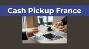 A person shows a passport while receiving euros at a French cash pickup counter.