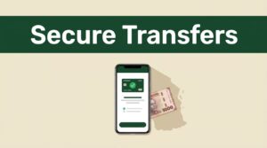 A smartphone showing a transfer confirmation sits beside Tanzanian currency and a Tanzania map silhouette.