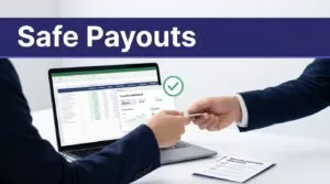 Laptop, payment checklist, and green approval check on a finance desk.