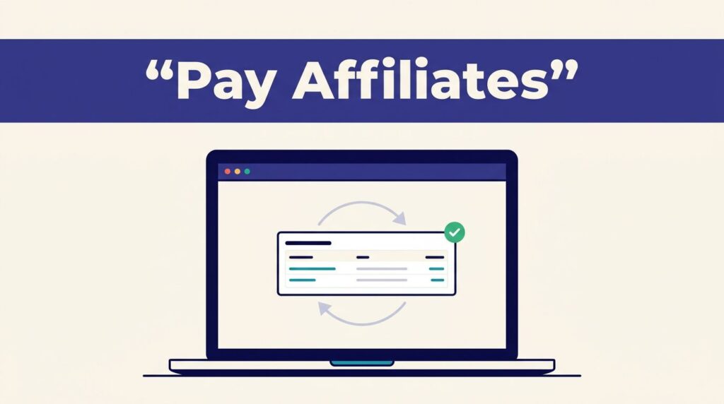 Laptop showing affiliate commissions moving into a verified payout ledger.