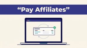 Laptop showing affiliate commissions moving into a verified payout ledger.