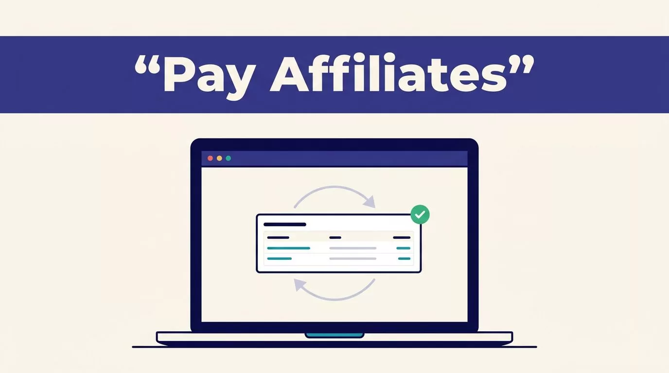 Laptop showing affiliate commissions moving into a verified payout ledger.