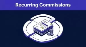 Dashboard showing paid invoices in a recurring payment loop with commission coins.