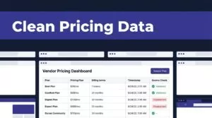 Pricing panels show vendor plans, billing terms, timestamps, and green validation checks.