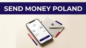 A smartphone and secure envelope beneath a banner reading Send Money Poland.