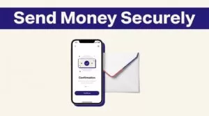 A smartphone and French envelope beneath a banner reading “Send Money Securely.”