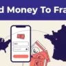 A smartphone, French map, euro notes, and route line illustrate sending money from the United States to France.
