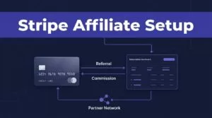 Credit card and subscription dashboard connected to affiliate referral nodes.