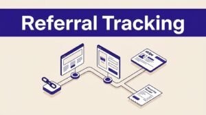 Isometric referral flow connecting a website checkout to recurring payment records.