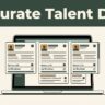 Laptop showing organized talent profiles with verification marks and source links.