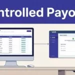 Spreadsheet and Wise transfer batch connected beneath a Controlled Payouts headline.