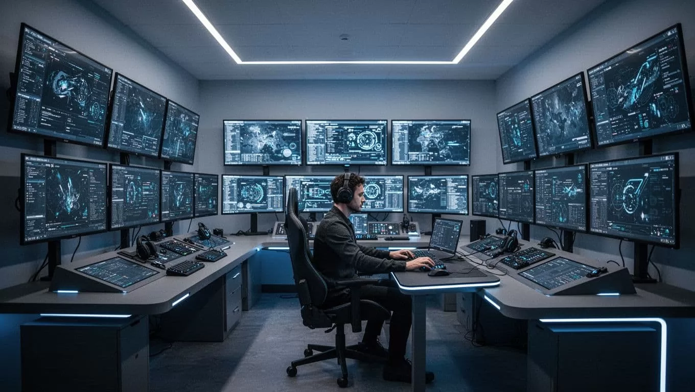 One operator monitors data screens beneath an AUTOMATION headline.