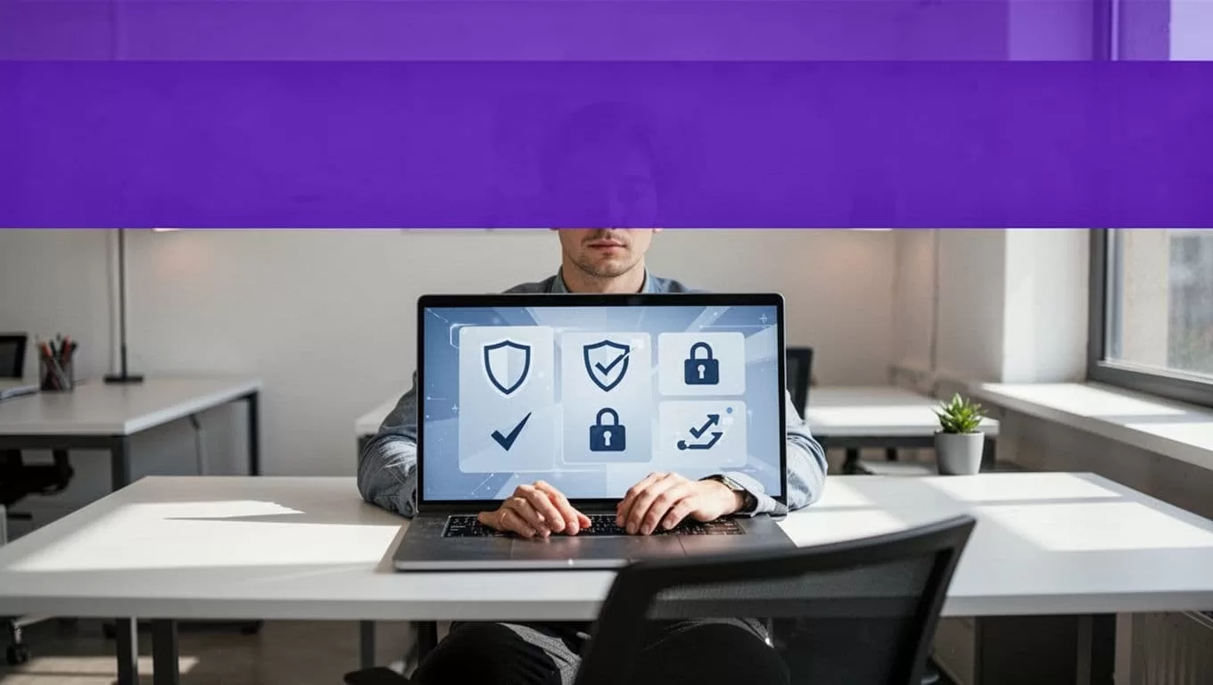 One operator reviews shield, lock, and escalation controls beside a laptop.