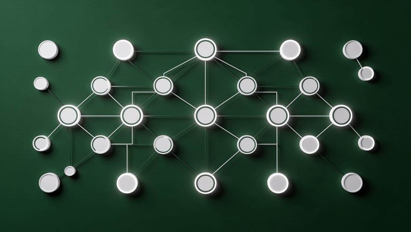 Connected nodes and JSON fields illustrate a patent indexing database.