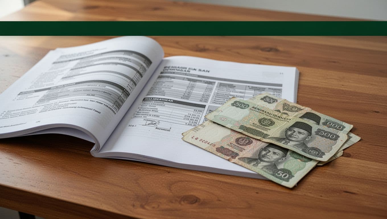 Financial papers, exchange notes, and one notepad sit beneath a green Payout Options banner.
