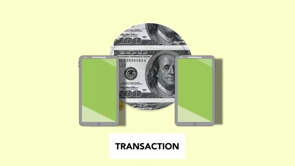 Isometric illustration of online money transfer through mobile phones