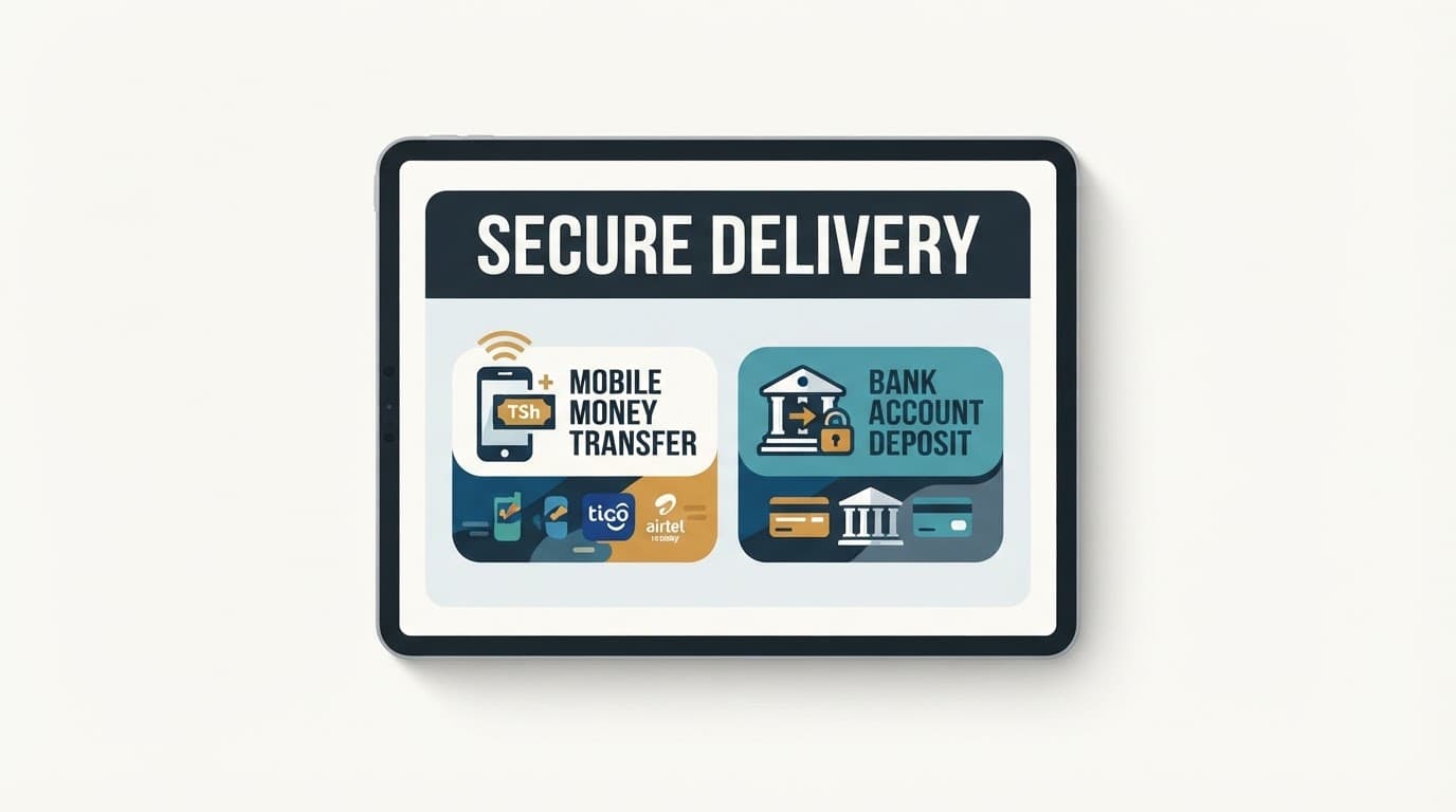 Tablet showing a digital banking interface with a Secure Delivery headline.