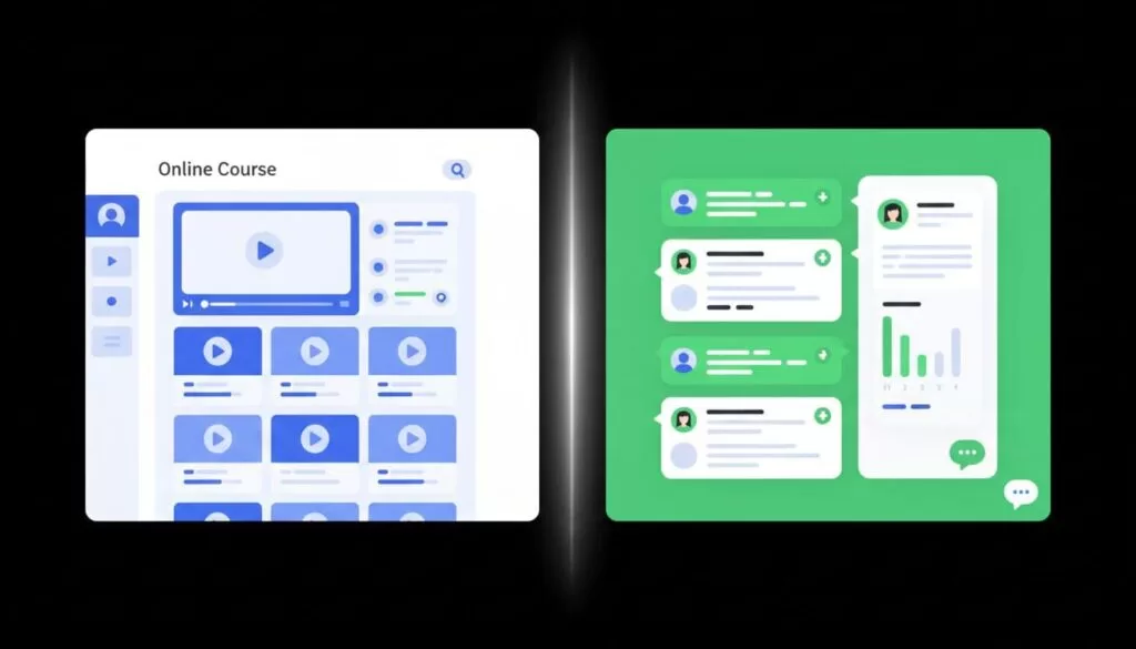 Modern split-screen illustration contrasting Teachable