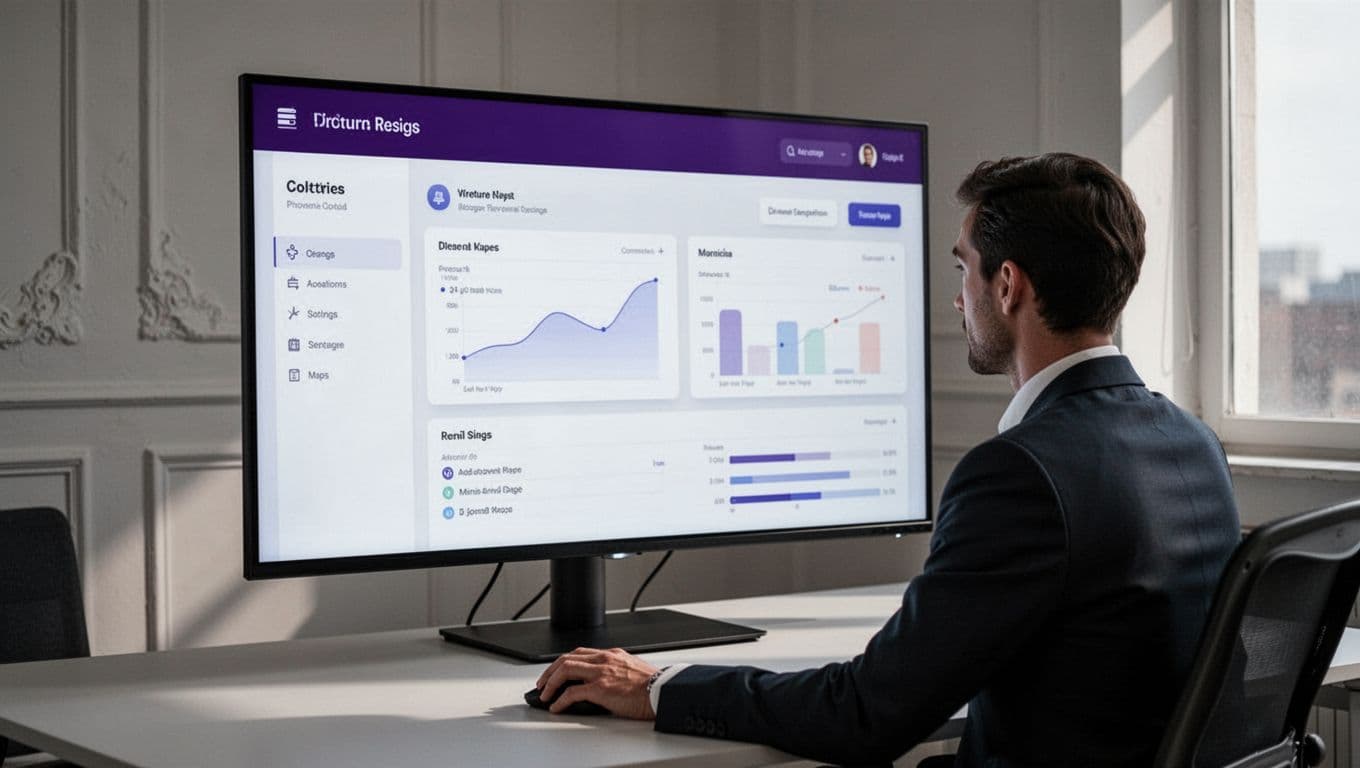 A professional views a modern dashboard labeled Tool Builder on a screen.