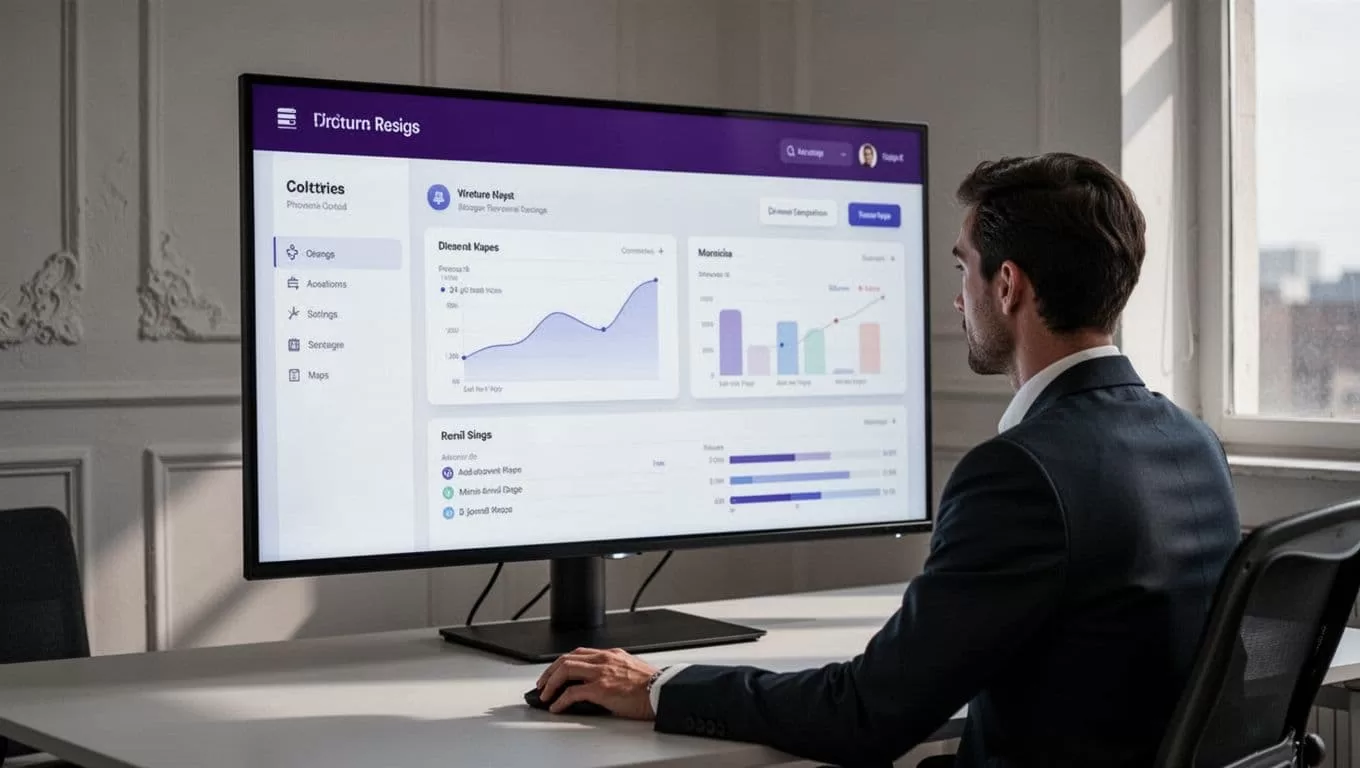 A professional views a modern dashboard labeled Tool Builder on a screen.