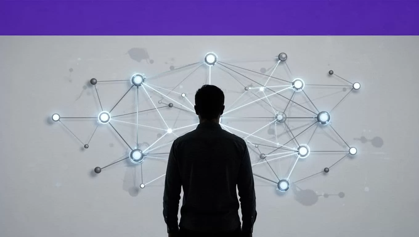 BUILD WORKFLOW appears above a connected software node graph and one person silhouette.