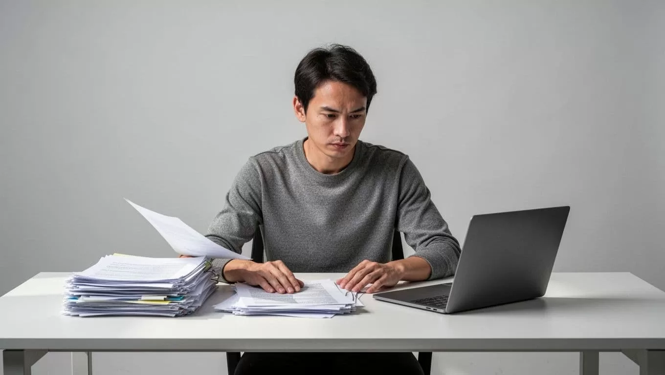 Workflow Scaling headline above organized tax files and a laptop on a desk.