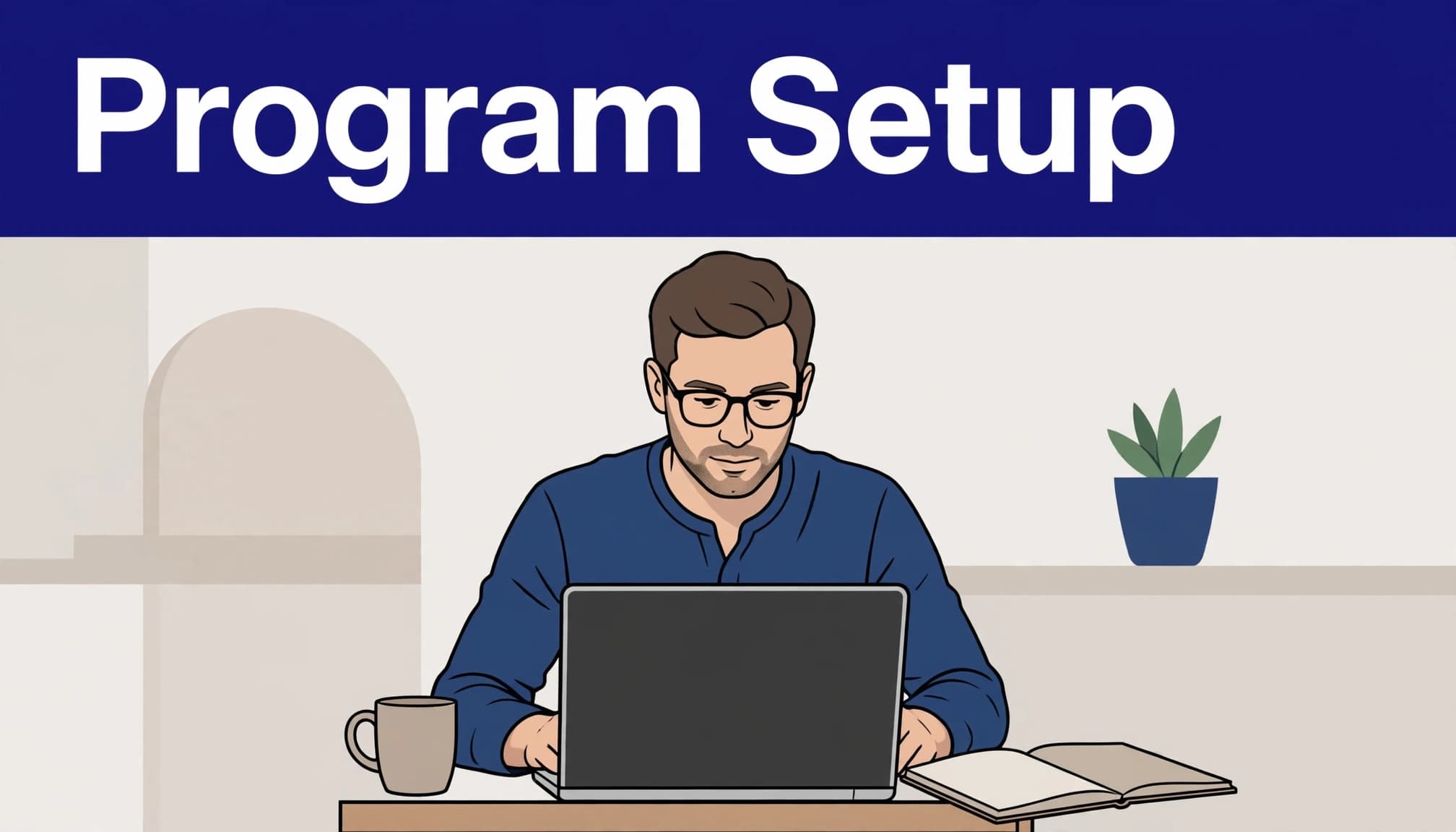 Founder reviews an affiliate setup beside coffee and notes.