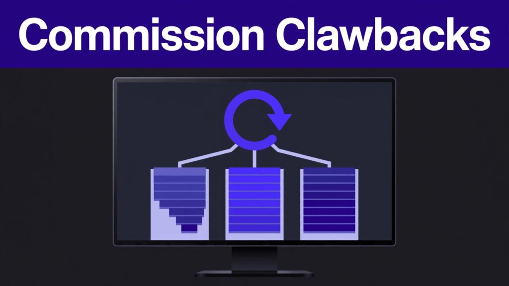 Dashboard showing a refunded sale moving through commission and partner debt columns.