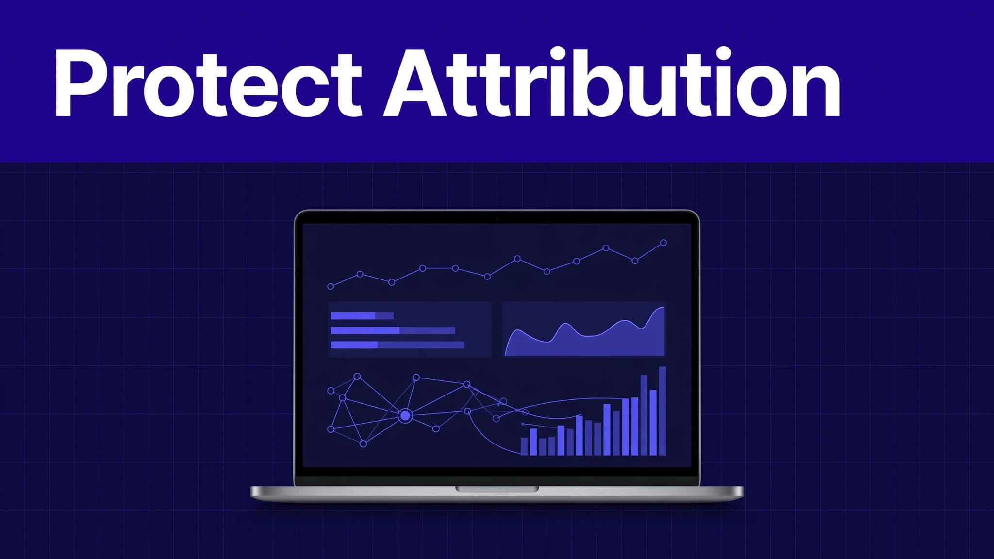Laptop showing affiliate booking analytics beneath a Protect Attribution banner.