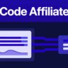 Affiliate dashboard connected to a payment flow on a navy background.
