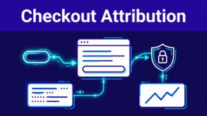 A glowing referral ID connects checkout, customer data, and a secure payment node.