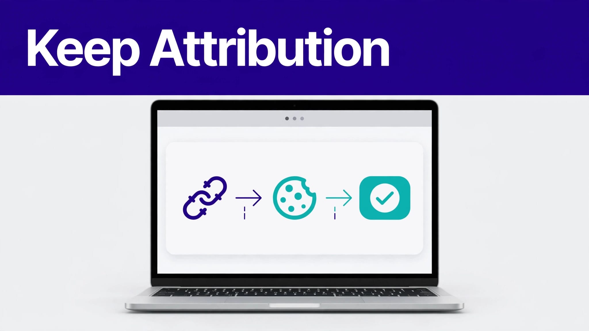 Laptop dashboard shows an affiliate referral path, browser cookie, and successful payment beneath an indigo banner.