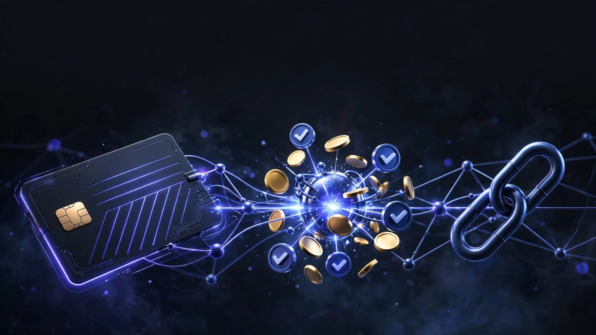 Glowing payment and referral nodes connect to a subscription revenue hub.
