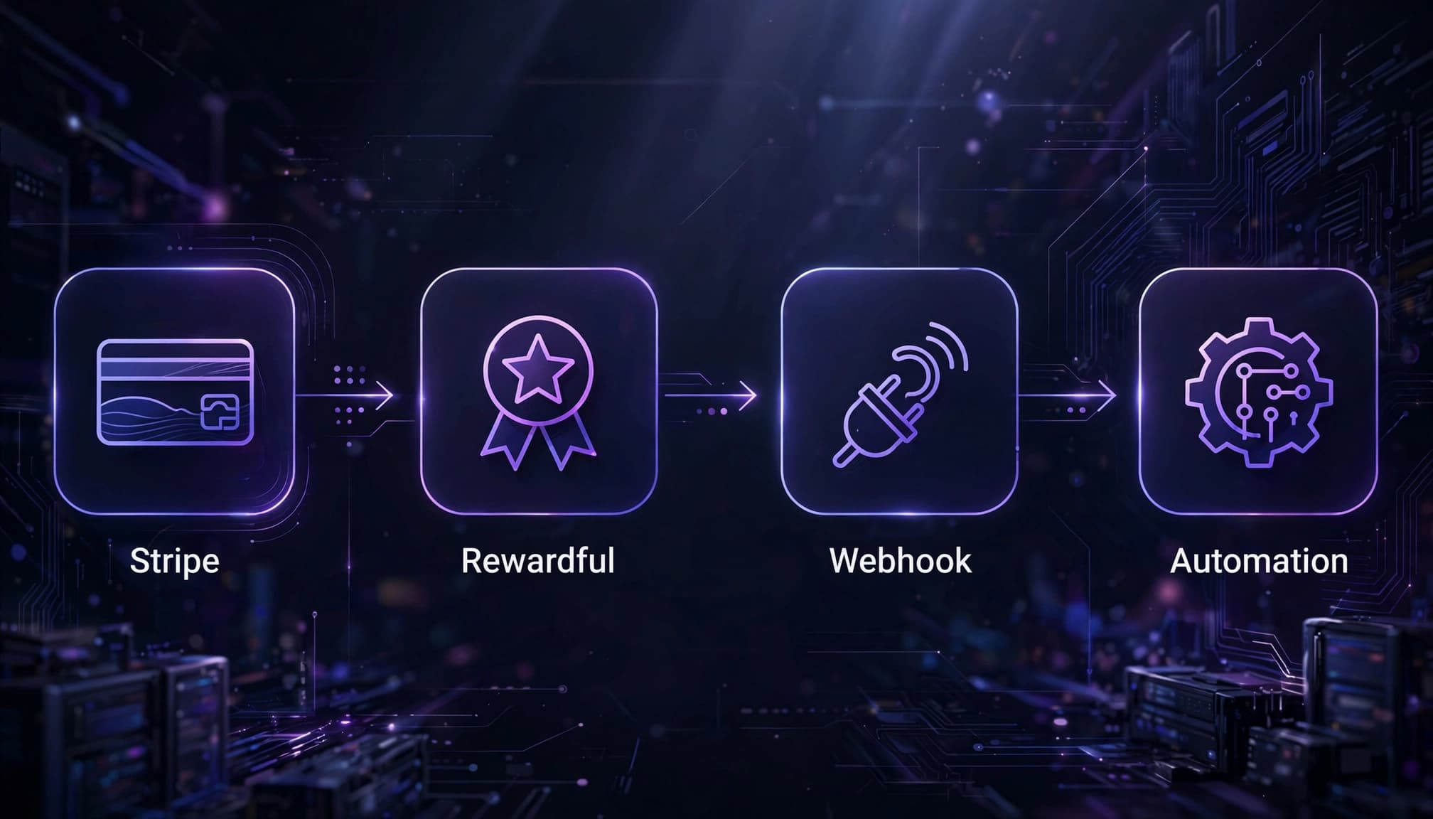 A left-to-right diagram shows a subscription downgrade moving through four connected software stages.